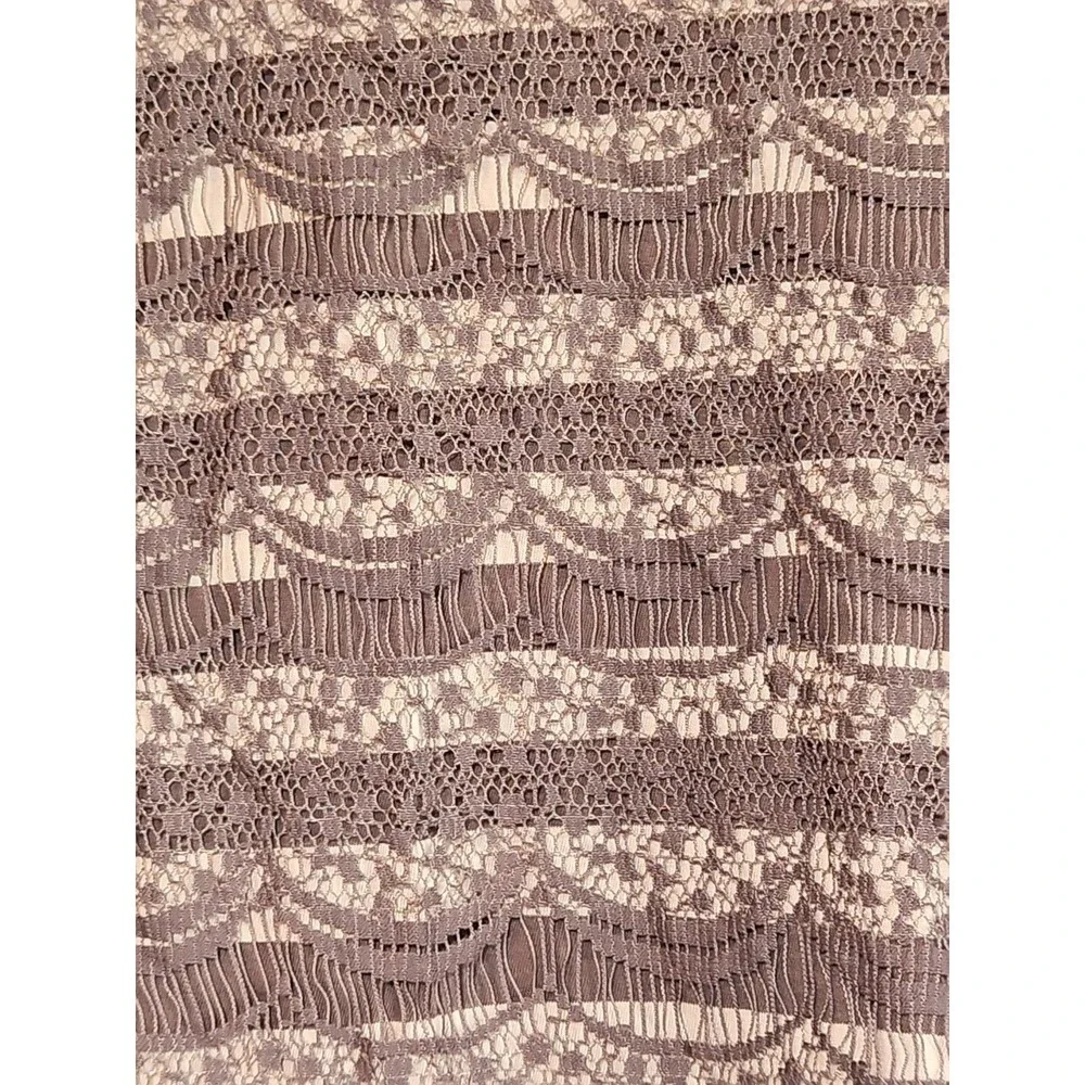 Ann Taylor Loft Women's XS Lace Brown Stripe 3/4 Sleeve Blouse Boho Lightweight - Picture 2 of 9